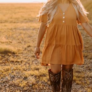 Flowy loose orange mini dress , super comfy ,